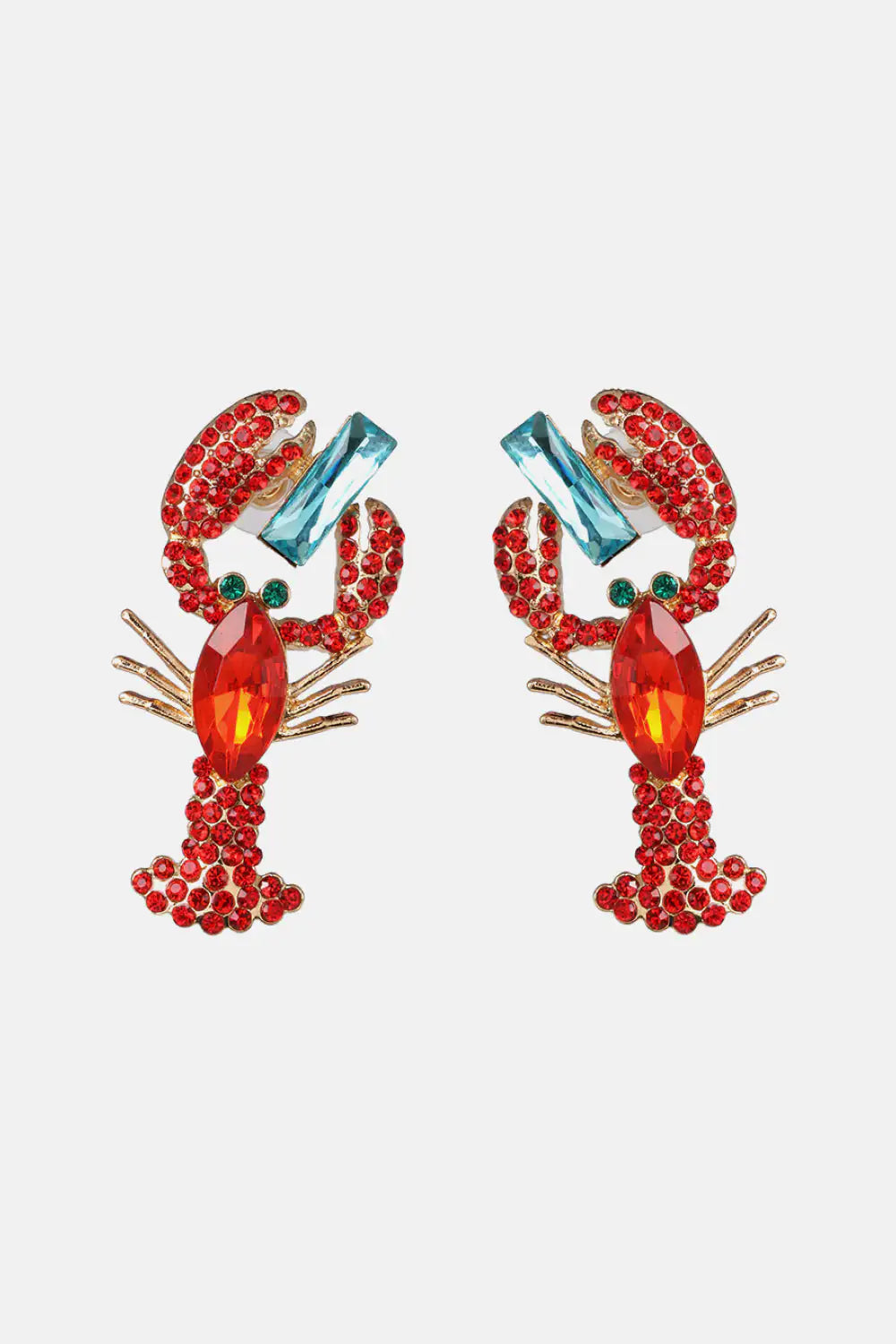 Lobster Shape Glass Stone Dangle Earrings